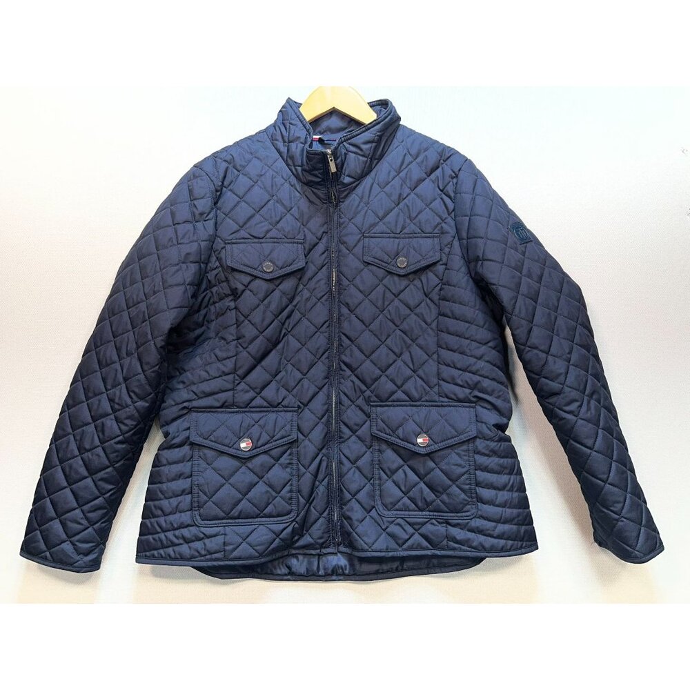 Tommy Hilfiger Women's Quilted Zip Up Jacket Long Sleeve Size XL Navy Blue